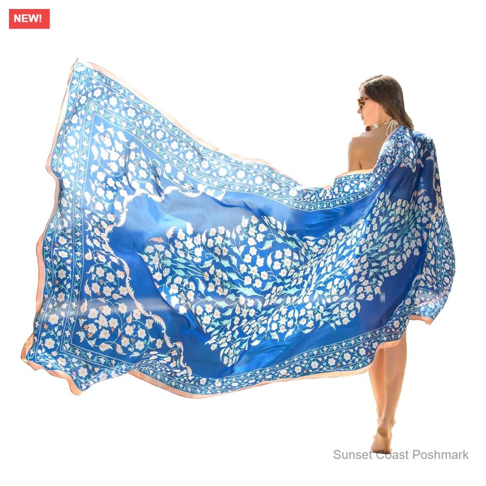 Oversized Silk Pashmina Shawl Elegant Floral Wraps for Evening Dresses Soft